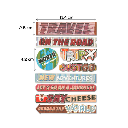 Gray MultiCraft Handmade Stickers: 3D Chipboard Sentiments-Travel 12.5x18.5cm Paper Craft