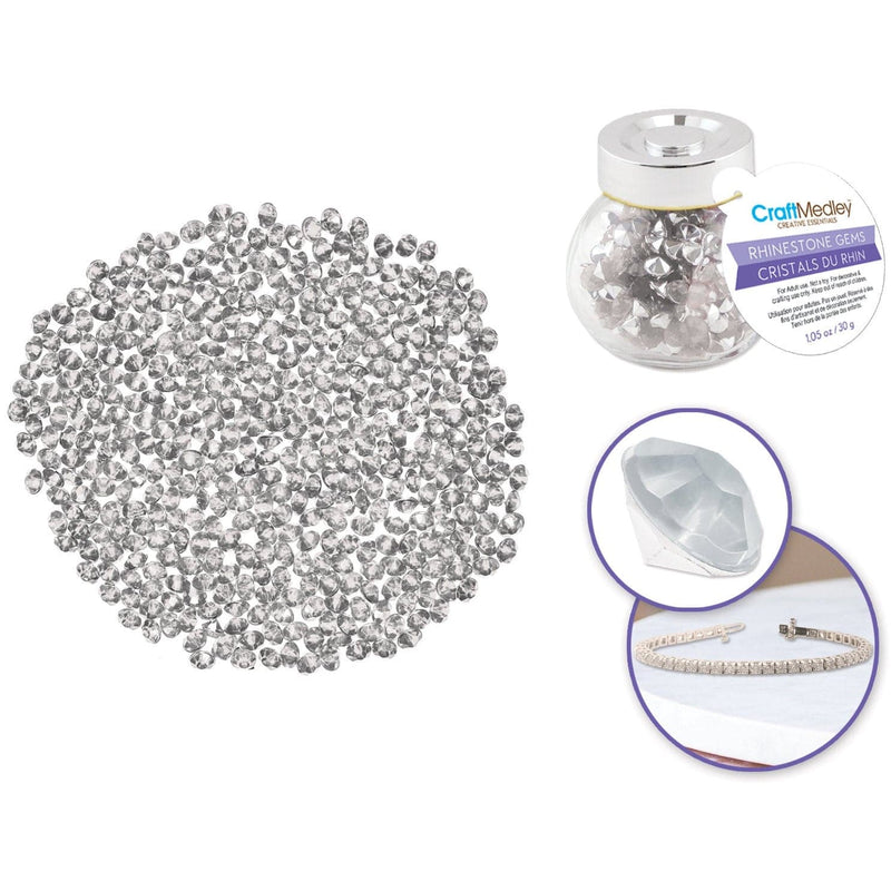 Light Gray MultiCraft Craft Embellishment: Rhinestone Diamond Jar-Crystal 30g, 6mm x 4.5mm Beading