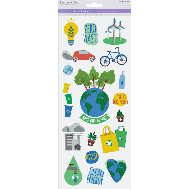 Sea Green MultiCraft Paper Craft Sticker: Classic Themes 'Clear' Photo Safe-Climate Change 12.7x30.5cm Paper Craft