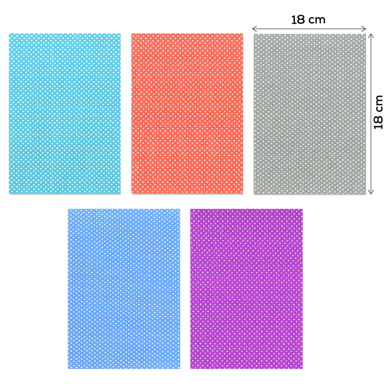 Sky Blue MultiCraft Fabric Designer Swatches-Small Dot 10ct, A5, 15.24x21cm, 2x5 Colour (10 Pieces) Craft Basics