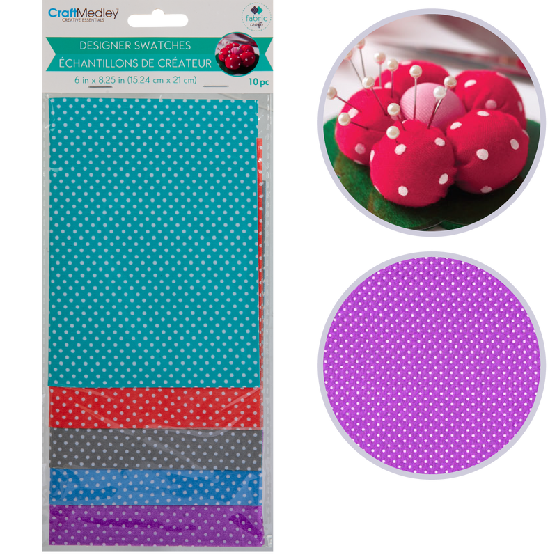 Dark Cyan MultiCraft Fabric Designer Swatches-Small Dot 10ct, A5, 15.24x21cm, 2x5 Colour (10 Pieces) Craft Basics