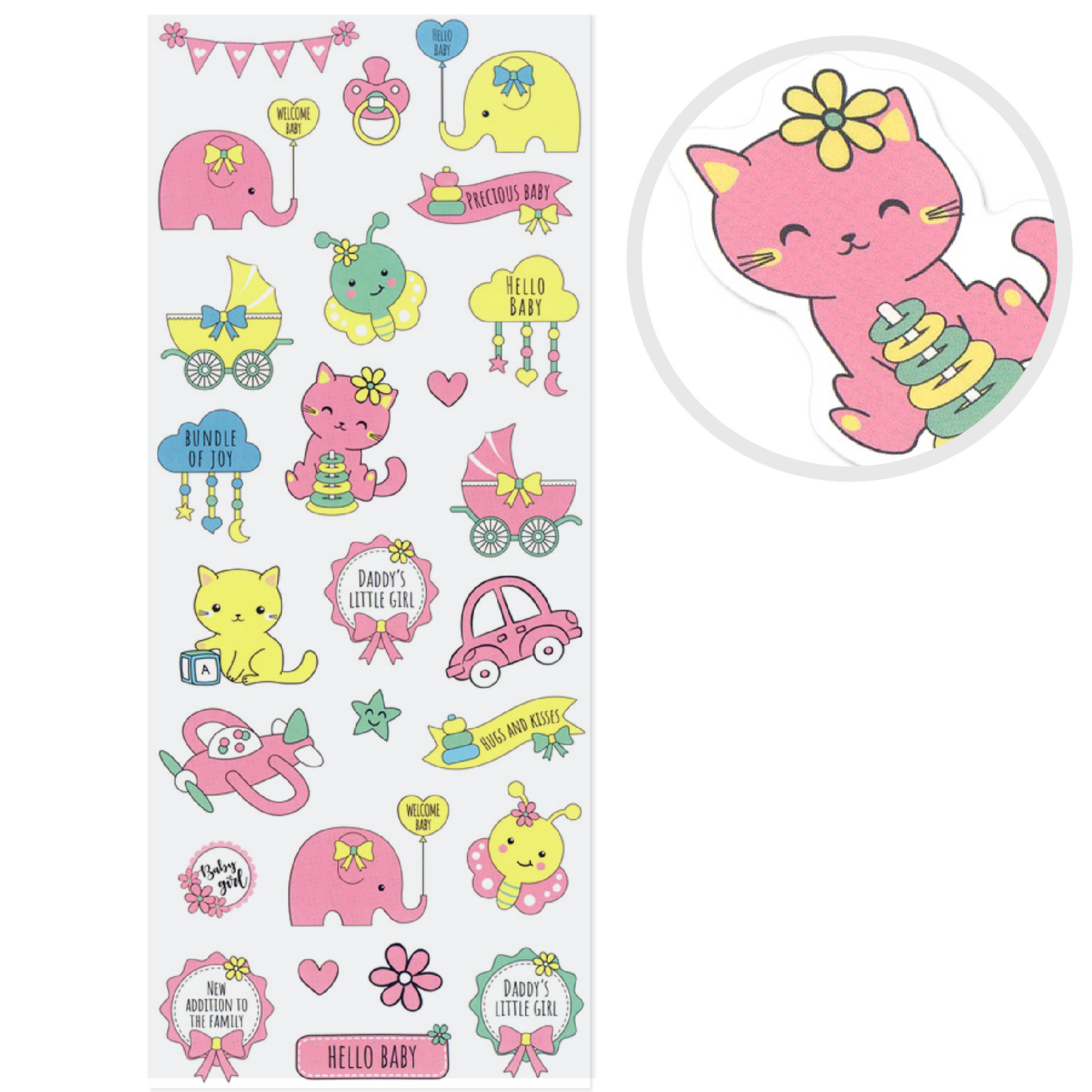 Misty Rose MultiCraft Paper Craft Sticker: 2-Sticker Themed Set-Baby Girl 12.7x30.5cm Paper Craft