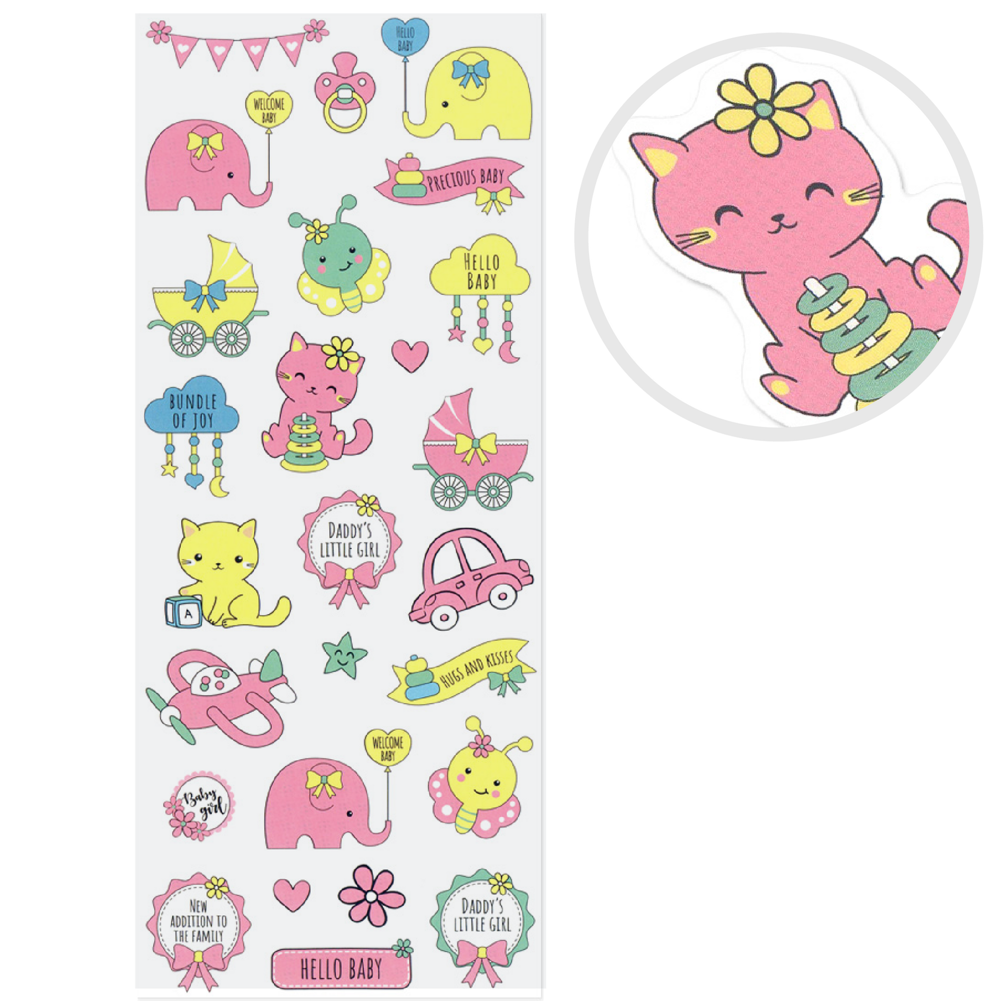 Misty Rose MultiCraft Paper Craft Sticker: 2-Sticker Themed Set-Baby Girl 12.7x30.5cm Paper Craft