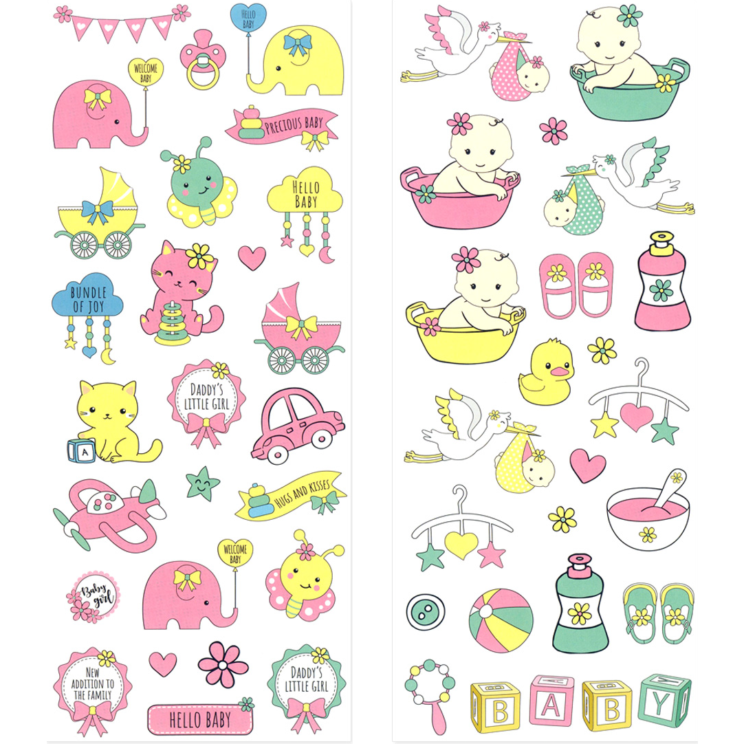 Thistle MultiCraft Paper Craft Sticker: 2-Sticker Themed Set-Baby Girl 12.7x30.5cm Paper Craft