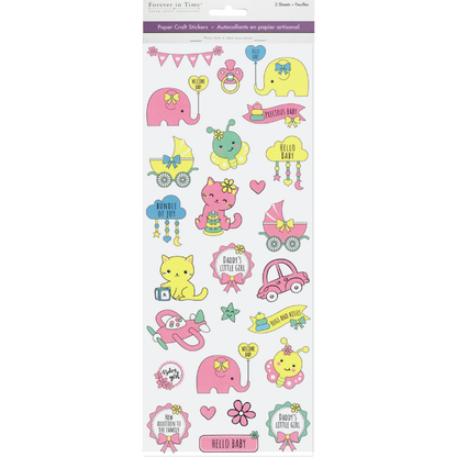 Misty Rose MultiCraft Paper Craft Sticker: 2-Sticker Themed Set-Baby Girl 12.7x30.5cm Paper Craft