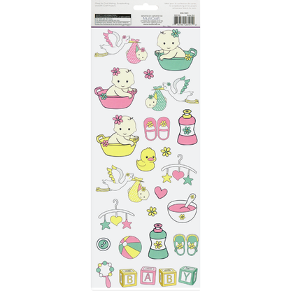 Beige MultiCraft Paper Craft Sticker: 2-Sticker Themed Set-Baby Girl 12.7x30.5cm Paper Craft