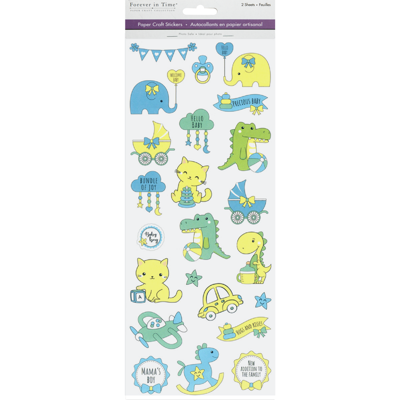 Beige MultiCraft Paper Craft Sticker: 2-Sticker Themed Set-Baby Boy 12.7x30.5cm Paper Craft