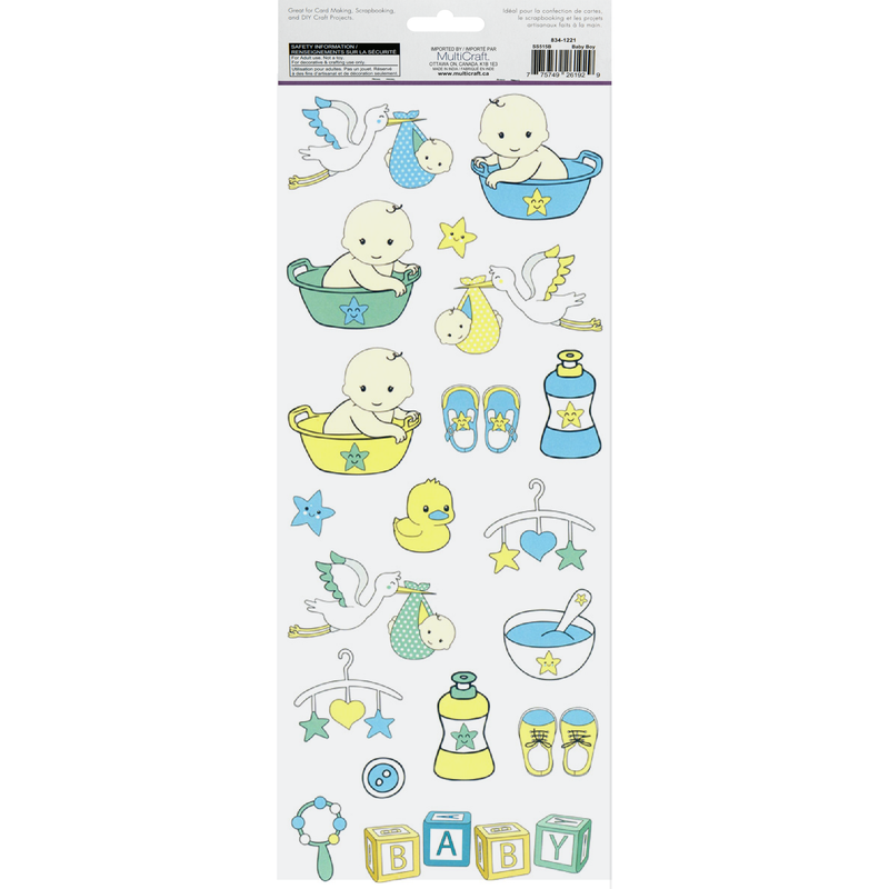 Beige MultiCraft Paper Craft Sticker: 2-Sticker Themed Set-Baby Boy 12.7x30.5cm Paper Craft