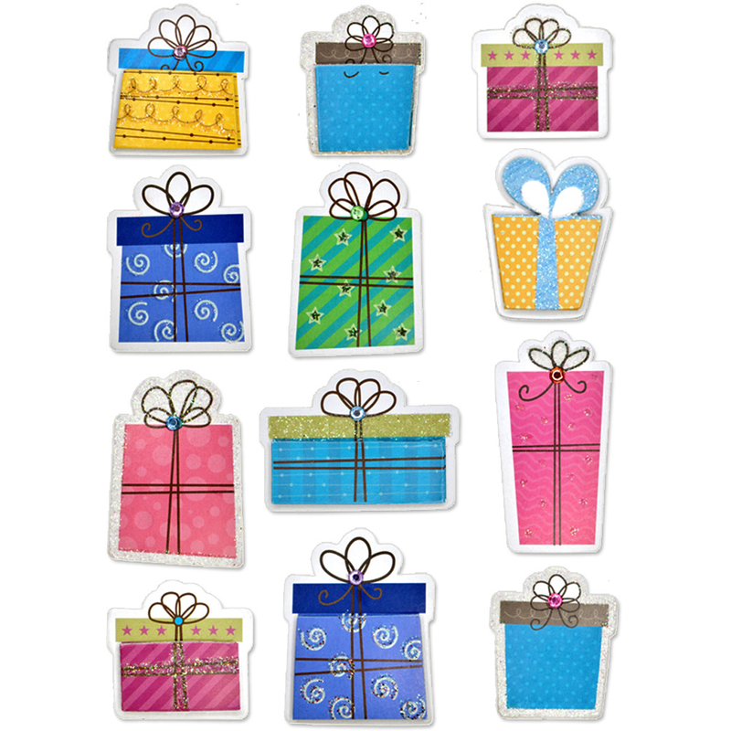 Steel Blue MultiCraft Handmade Stickers: 3D Glitter-Gift Boxes 11.4x11.4cm Paper Craft