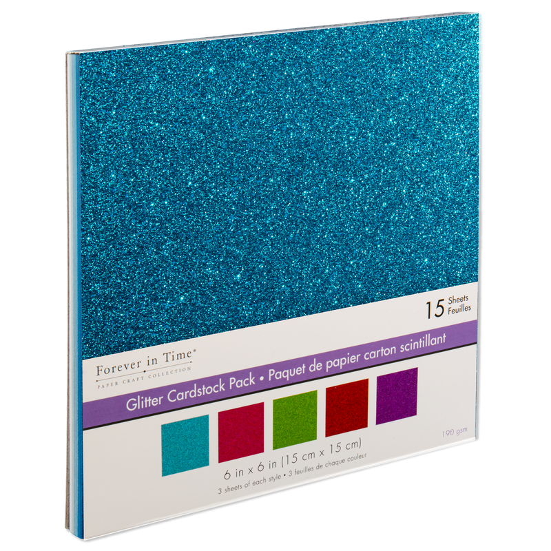 Dark Cyan MultiCraft Cardstock: Glitter Effects-Glimmer Glam 15.2x15.2cm, 3x5 Styles (15 Pieces) Paper Craft