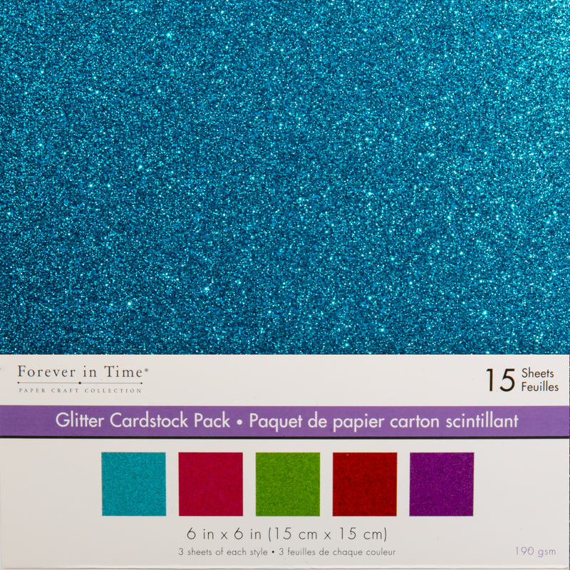 Dark Cyan MultiCraft Cardstock: Glitter Effects-Glimmer Glam 15.2x15.2cm, 3x5 Styles (15 Pieces) Paper Craft