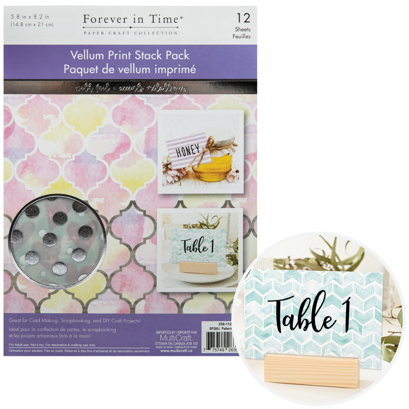 MultiCraft Vellum Foil Print Stack PacksPattern Medley 14.7x20.8cm (1