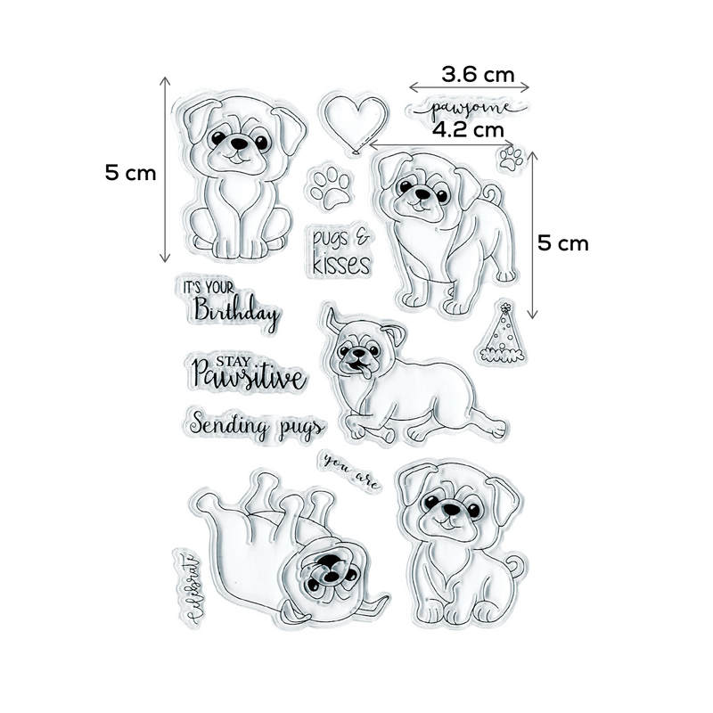 Lavender MultiCraft Clear Reusable Stamps-Pugs & Kisses 10.92x16cm Stamping