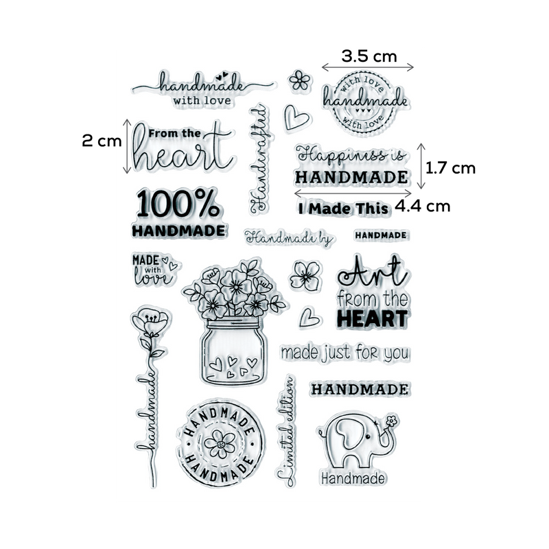 Light Gray MultiCraft Clear Reusable Stamps-Handmade With Love 10.92x16cm Stamping