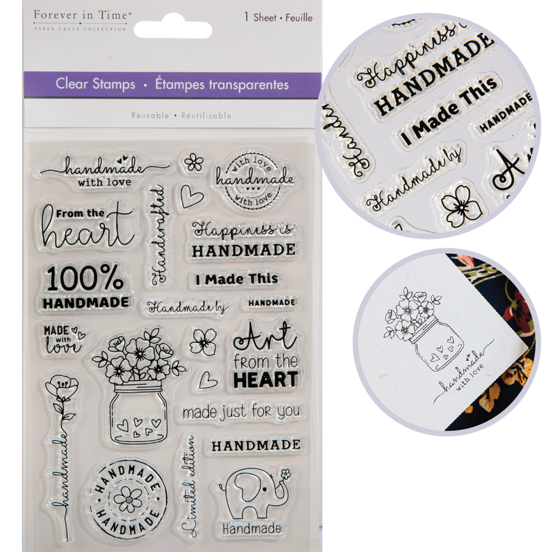 Light Gray MultiCraft Clear Reusable Stamps-Handmade With Love 10.92x16cm Stamping