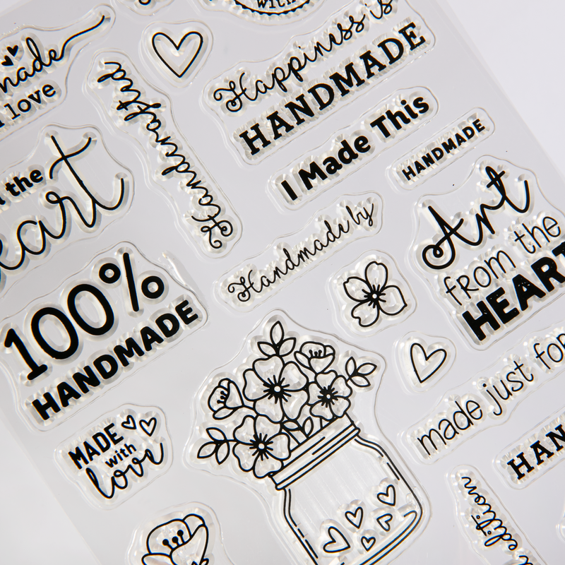 Light Gray MultiCraft Clear Reusable Stamps-Handmade With Love 10.92x16cm Stamping