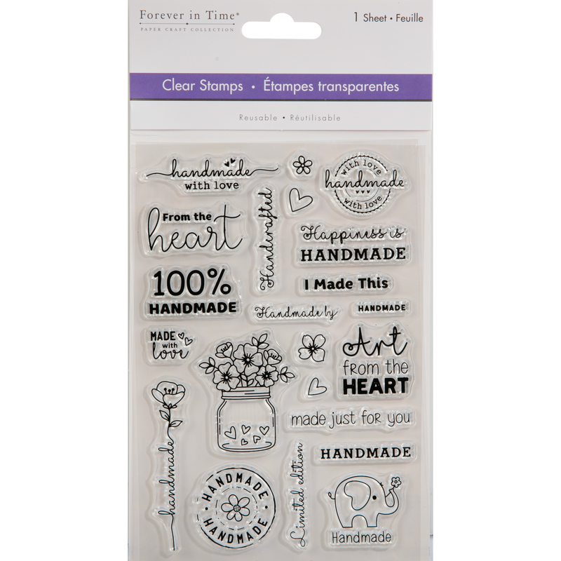 Gray MultiCraft Clear Reusable Stamps-Handmade With Love 10.92x16cm Stamping