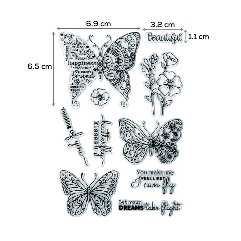 Light Gray MultiCraft Clear Reusable Stamps-Butterfly Kisses 10.92x16cm Stamping