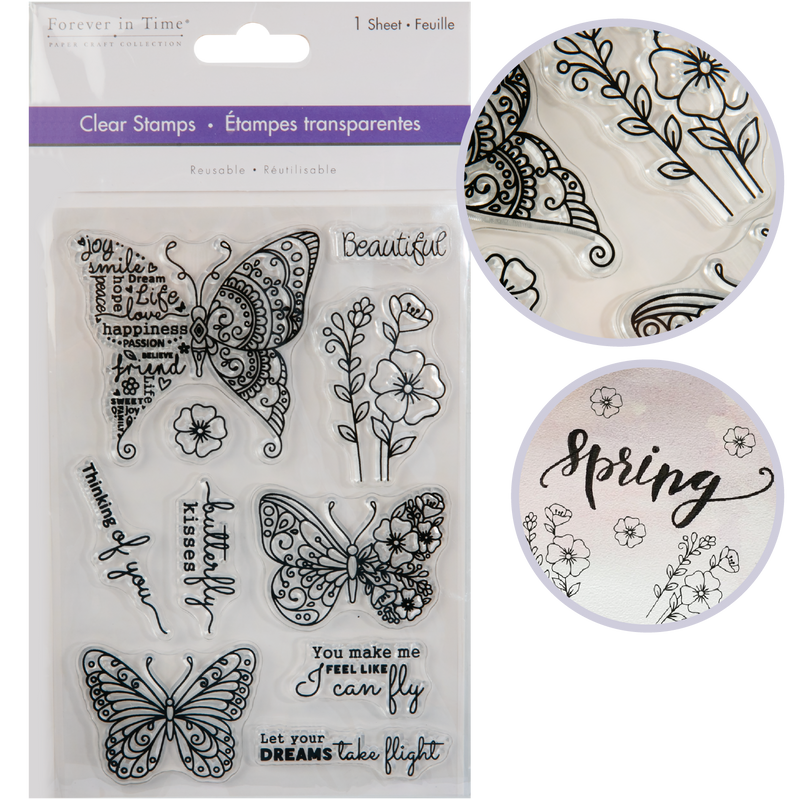 Gray MultiCraft Clear Reusable Stamps-Butterfly Kisses 10.92x16cm Stamping