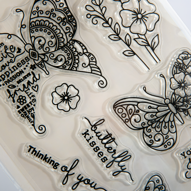 Gray MultiCraft Clear Reusable Stamps-Butterfly Kisses 10.92x16cm Stamping