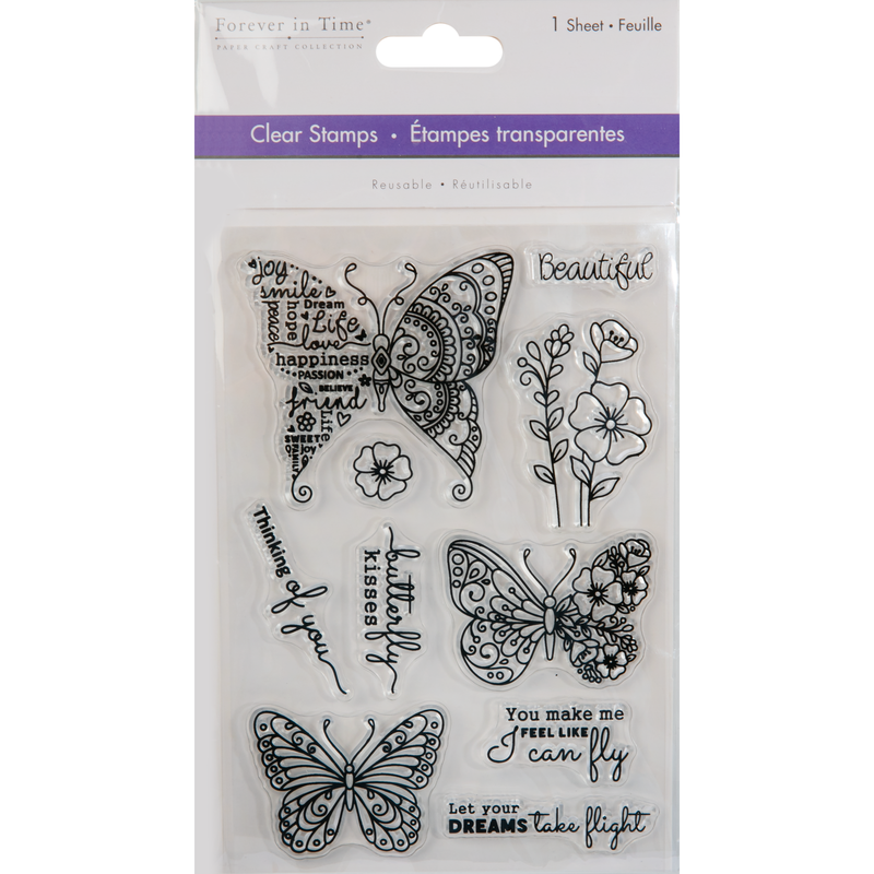 Gray MultiCraft Clear Reusable Stamps-Butterfly Kisses 10.92x16cm Stamping