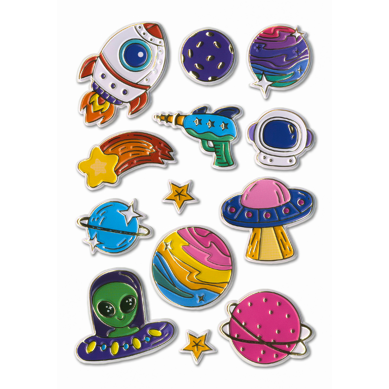 MultiCraft Paper Craft Stickers: Foil Puffy-Outer Space 10.9x15.5cm