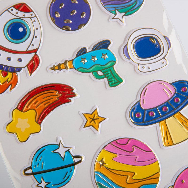 Light Gray MultiCraft Paper Craft Stickers: Foil Puffy-Outer Space 10.9x15.5cm Paper Craft