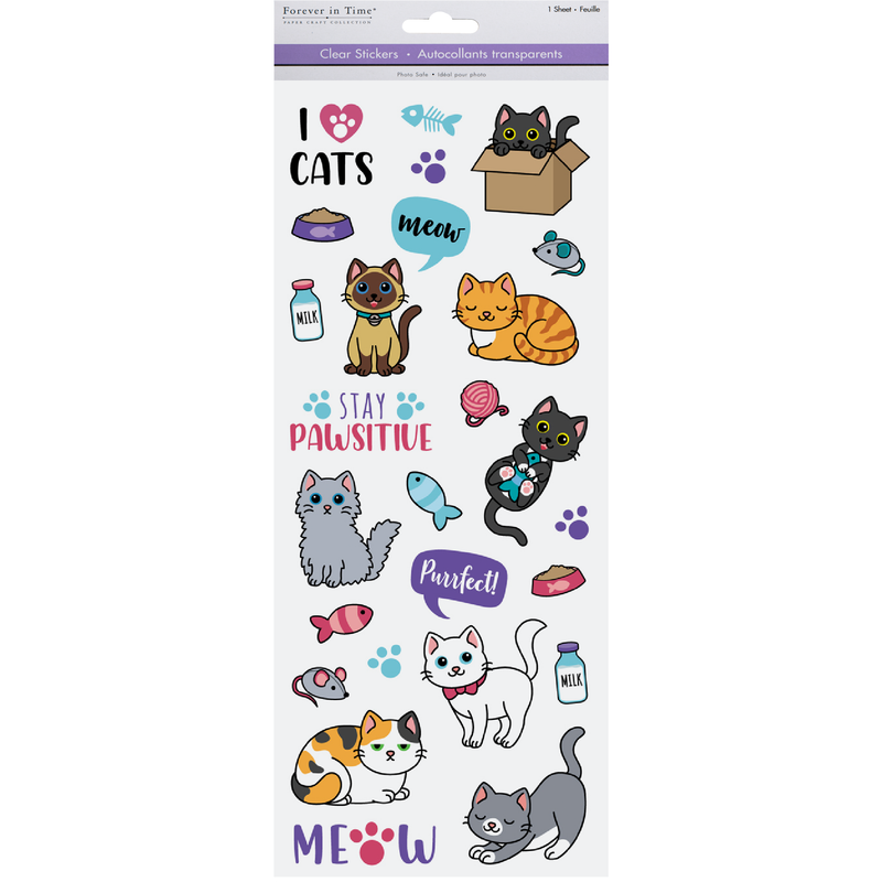 Dark Slate Gray MultiCraft Paper Craft Sticker: Classic Themes 'Clear' Photo Safe-Cat Life 12.7x30.5cm Paper Craft