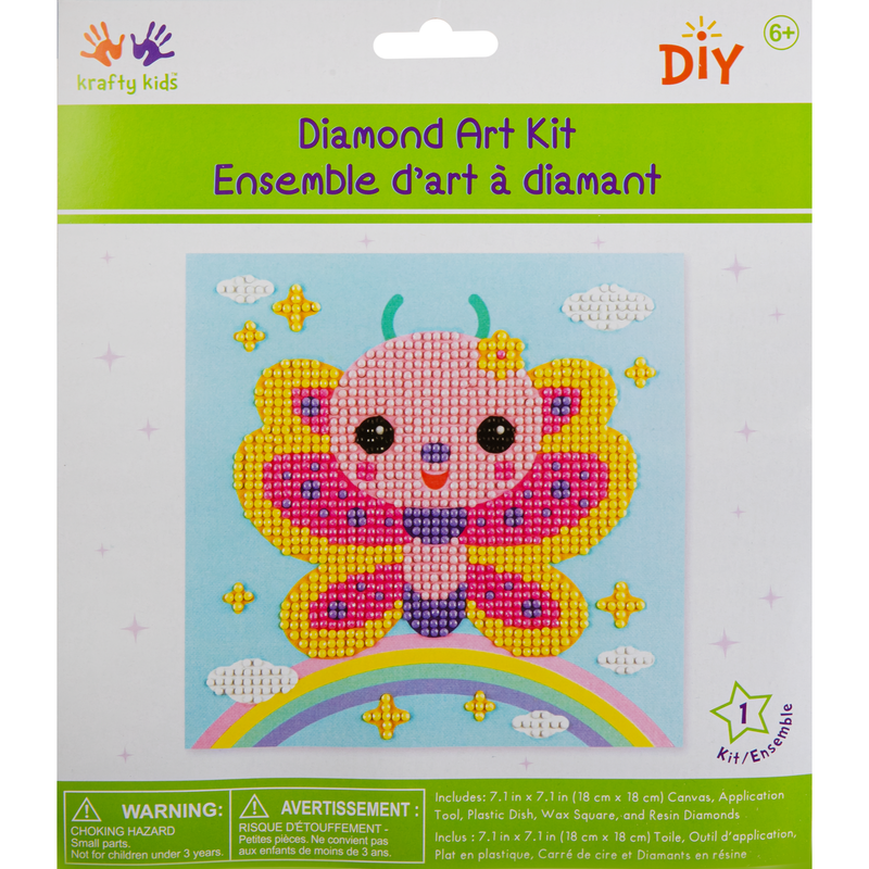 Light Gray MultiCraft Krafty Kids Kit: DIY Diamond Art Kit-Butterfly Rainbow Adult Craft Kit