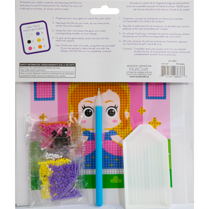 Light Gray MultiCraft Krafty Kids Kit: DIY Diamond Art Kit-Princess Adult Craft Kit