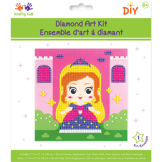 Yellow Green MultiCraft Krafty Kids Kit: DIY Diamond Art Kit-Princess Adult Craft Kit