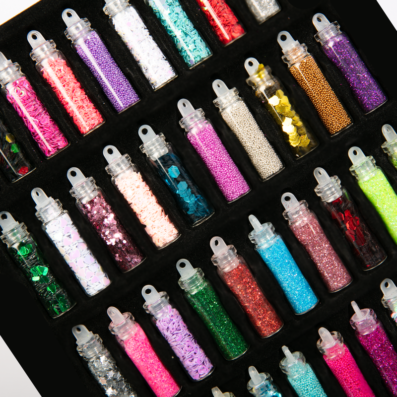 Black MultiCraft Craft Medley: Mini Glitter & Sequin Vials-Assorted Colours (40 Pieces) Craft Basics