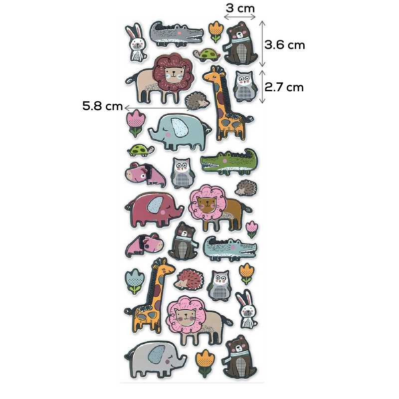 Light Gray MultiCraft Paper Craft Stickers: Foil Icons 3D-Animal Pals 12.1x30.5cm Paper Craft