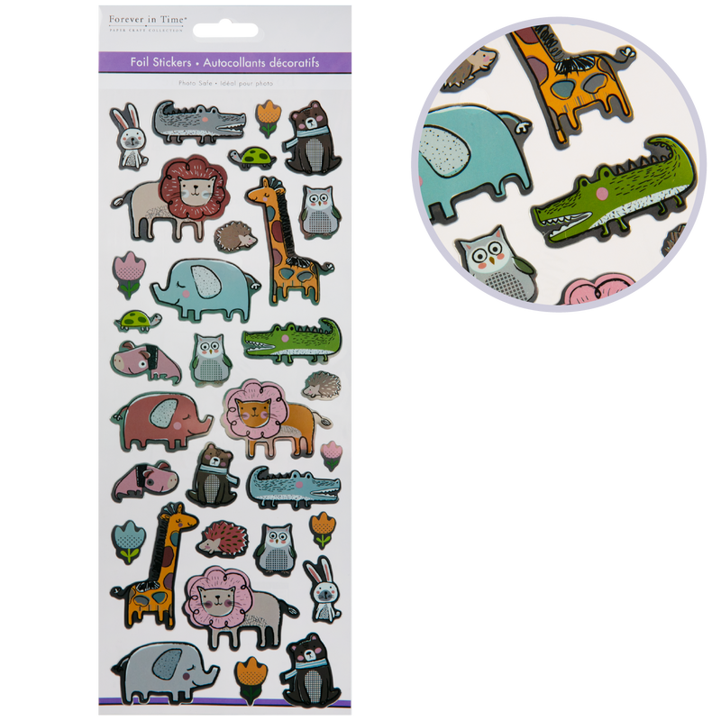 Light Gray MultiCraft Paper Craft Stickers: Foil Icons 3D-Animal Pals 12.1x30.5cm Paper Craft