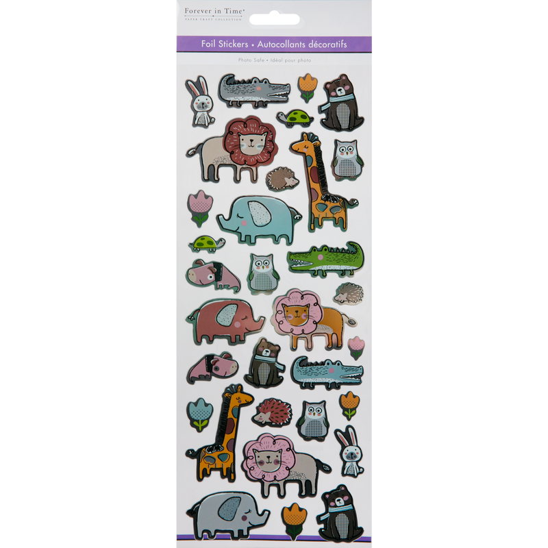 Light Gray MultiCraft Paper Craft Stickers: Foil Icons 3D-Animal Pals 12.1x30.5cm Paper Craft