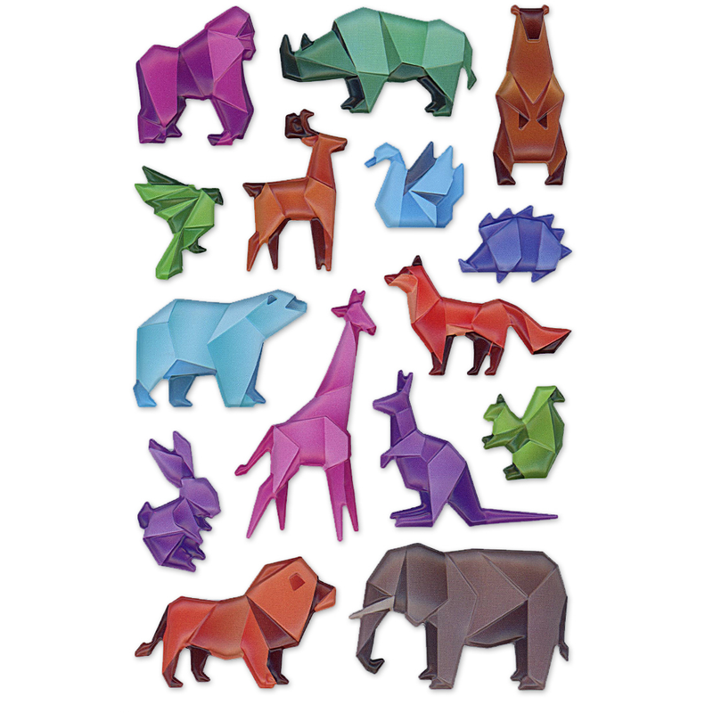 Dim Gray MultiCraft Paper Craft Sticker: 3D Origami Effects PVC-Animals 14.5x24.9cm Paper Craft