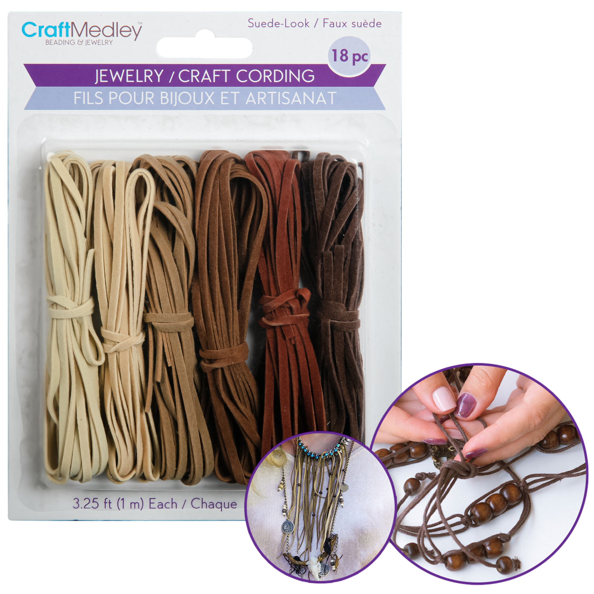 Light Gray MultiCraft Jewellery Craft Cord: Suede Look-Assorted Leatherette, 18m, (6 Colours) Jewelry Making