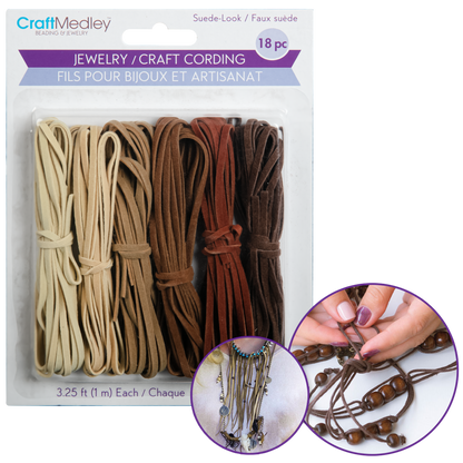 Light Gray MultiCraft Jewellery Craft Cord: Suede Look-Assorted Leatherette, 18m, (6 Colours) Jewelry Making