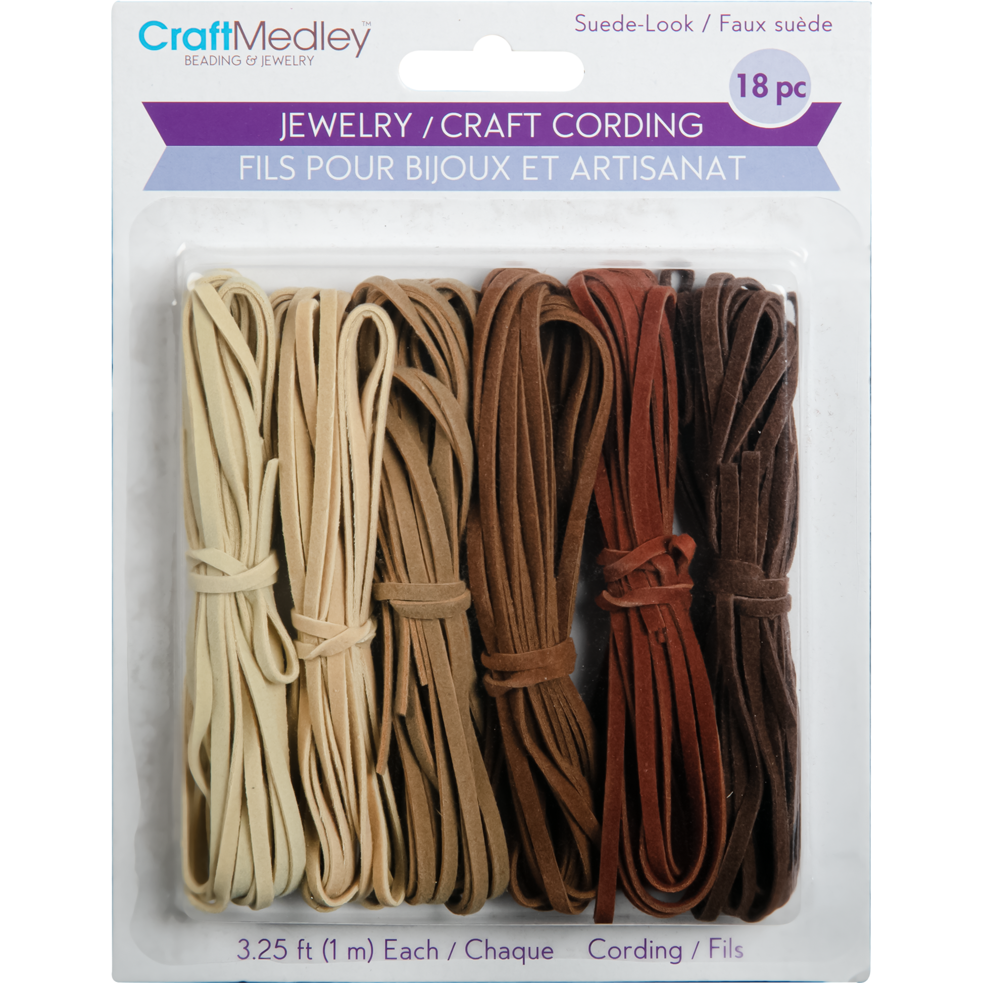 Light Gray MultiCraft Jewellery Craft Cord: Suede Look-Assorted Leatherette, 18m, (6 Colours) Jewelry Making