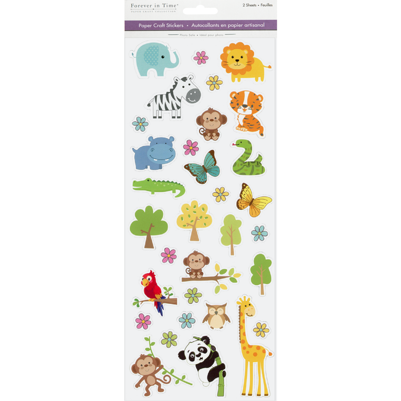 White Smoke MultiCraft Paper Craft Sticker: 2-Sticker Themed Set-Baby Animals 12.7x30.5cm Paper Craft