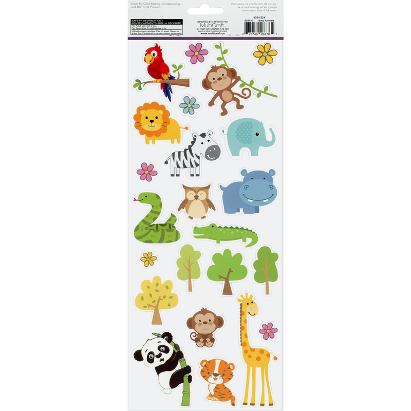 White Smoke MultiCraft Paper Craft Sticker: 2-Sticker Themed Set-Baby Animals 12.7x30.5cm Paper Craft