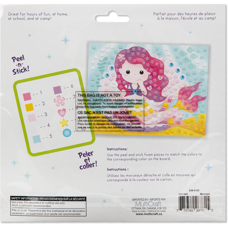 Light Gray MultiCraft Krafty Kids Kit: DIY Glitter Mosaic Art Kit With Gems-Mermaid Craft Basics