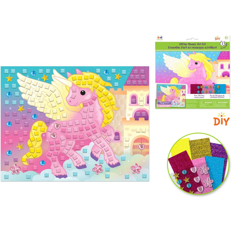 Thistle MultiCraft Krafty Kids Kit: DIY Glitter Mosaic Art Kit With Gems-Flying Unicorn Craft Basics