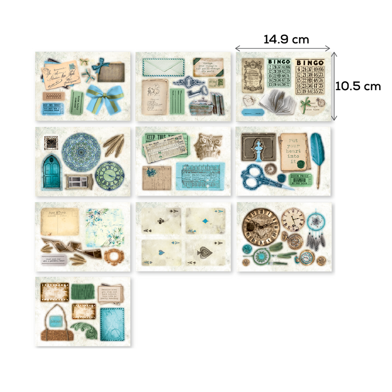 Antique White MultiCraft Die Cut Pads-Turquoise 10.4x14.7cm, 2x10 Designs (20 Sheets) Paper Craft