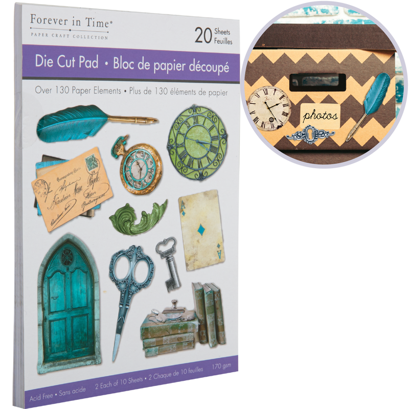 Light Gray MultiCraft Die Cut Pads-Turquoise 10.4x14.7cm, 2x10 Designs (20 Sheets) Paper Craft