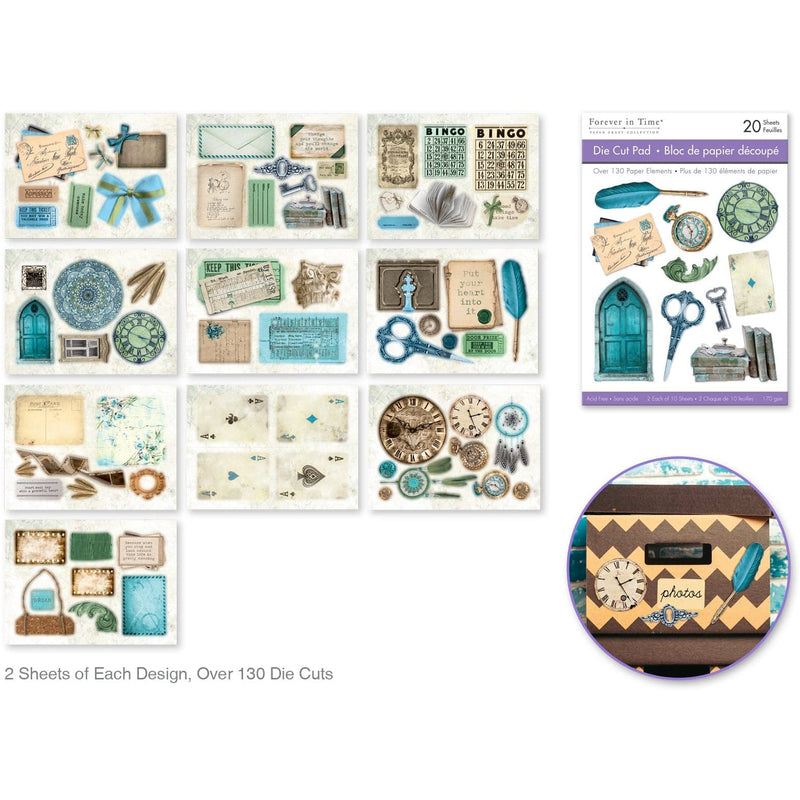 Light Gray MultiCraft Die Cut Pads-Turquoise 10.4x14.7cm, 2x10 Designs (20 Sheets) Paper Craft