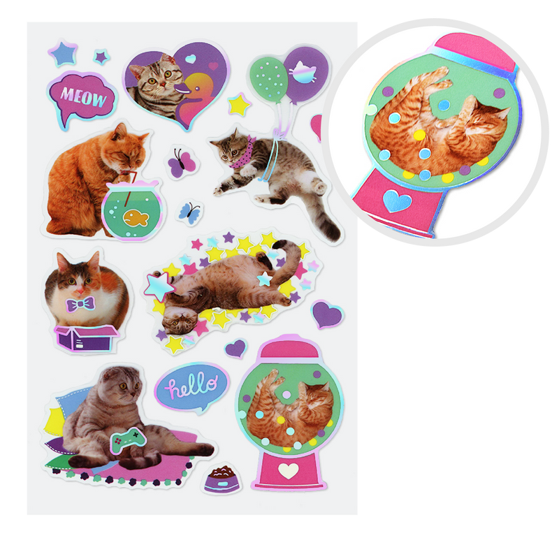 Lavender MultiCraft Paper Craft Sticker: Foil Accents Clear-Cat Fun 14x21cm Paper Craft