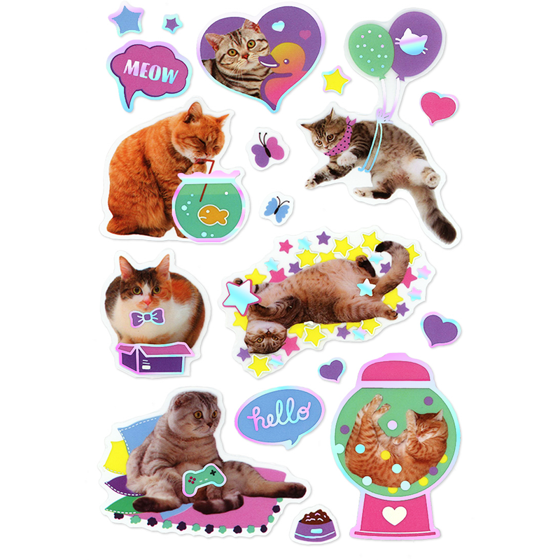 Light Gray MultiCraft Paper Craft Sticker: Foil Accents Clear-Cat Fun 14x21cm Paper Craft