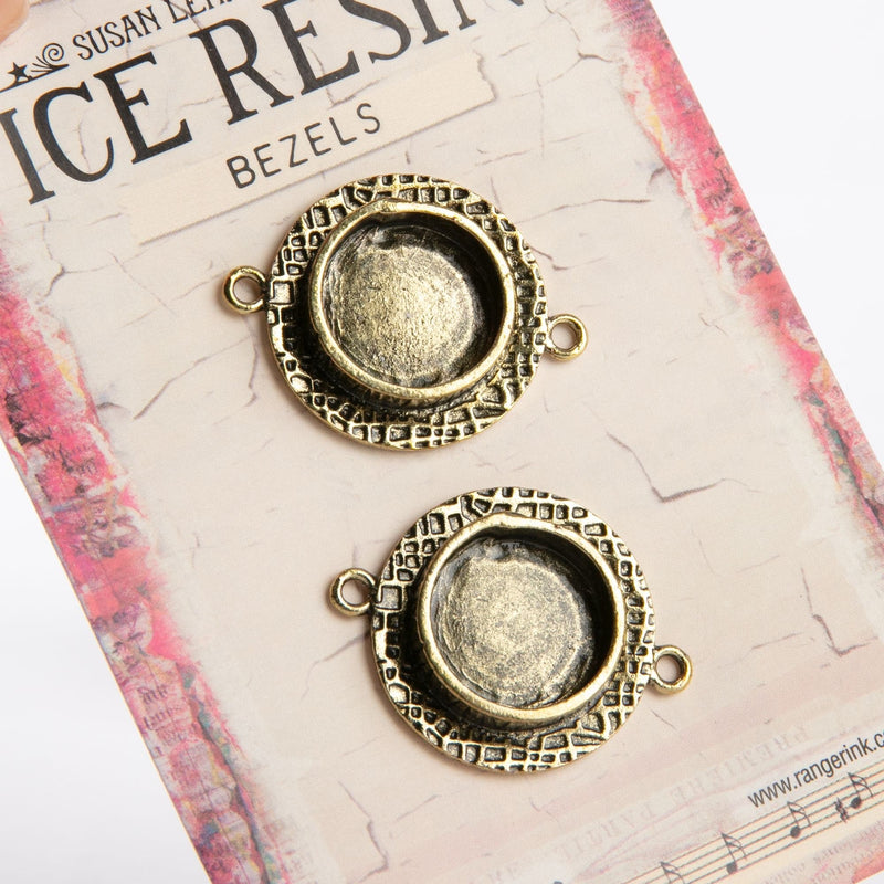 Antique White Ice Resin Milan Bezels Closed Back Small Circle Antique Bronze Resin Jewelry Making