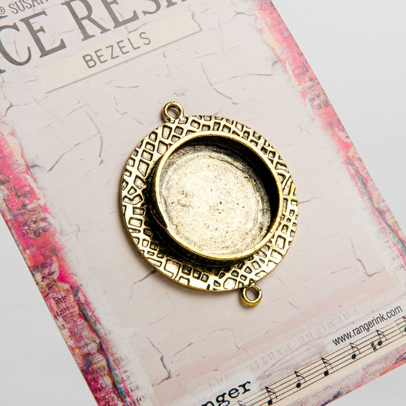 Antique White Ice Resin Milan Bezels Closed Back Medium Circle - Antique Bronze Resin Jewelry Making